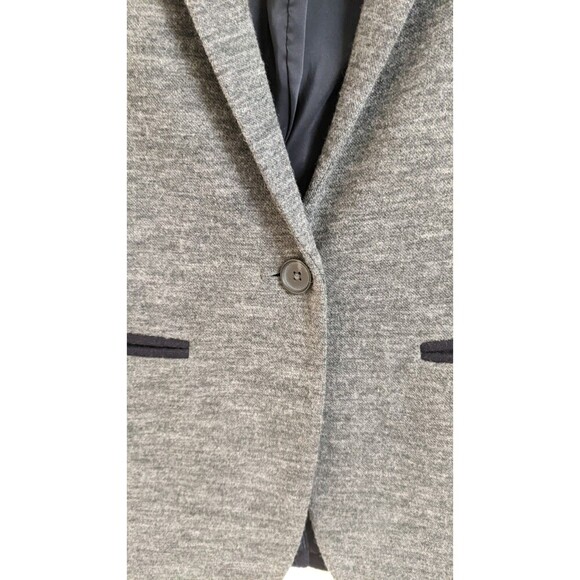 Wmn's J.CREW Contrasting Knit Wool/Cotton Blend Single Button Blazer Gray/Navy 6 - Picture 7 of 11